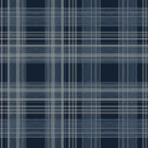 Rad Plaid Denim Blue Peel and Stick Wallpaper