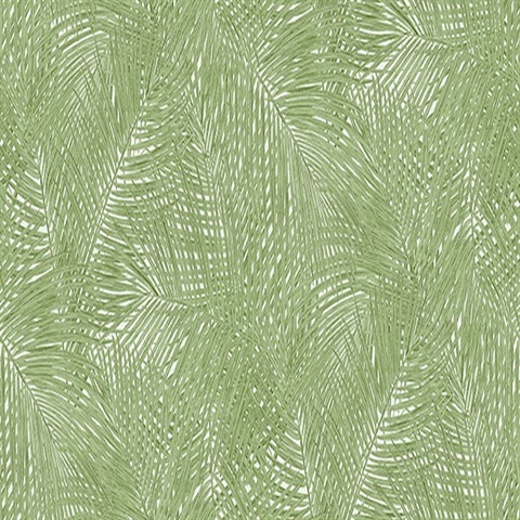 Raina Green Tropical Palm Leaves Wallpaper