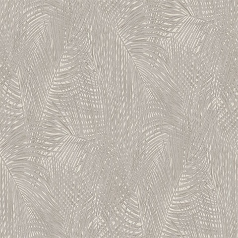 Raina Taupe Tropical Palm Leaves Wallpaper