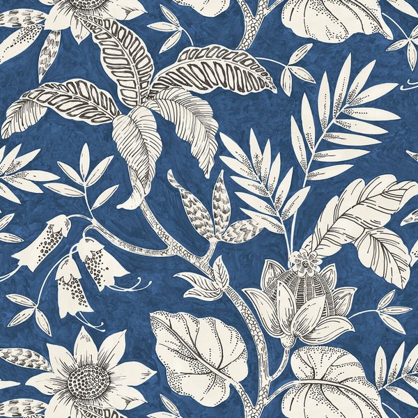 Roarsome! Wallpaper in Navy and White