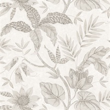 Rainforest Floral Grey Wallpaper