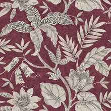 Rainforest Floral Maroon Wallpaper