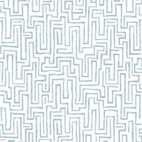 Ramble Blue Geometric Labyrinth Wallpaper