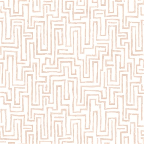 Ramble Blush Geometric Labyrinth Wallpaper