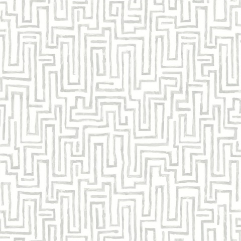 Ramble Grey Geometric Labyrinth Wallpaper