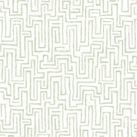 Ramble Sage Geometric Labyrinth Wallpaper