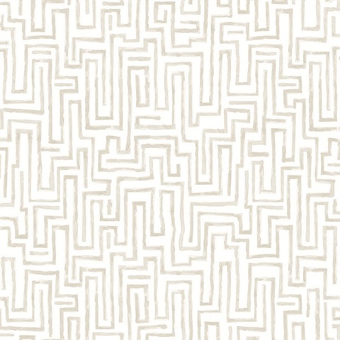 Ramble Taupe Geometric Labyrinth Wallpaper