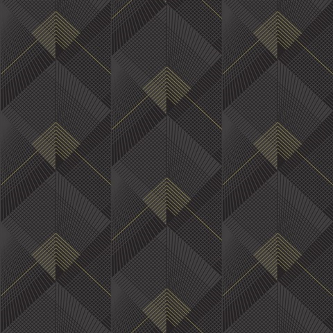 Raoul Black Fanning Textured Diamonds Wallpaper