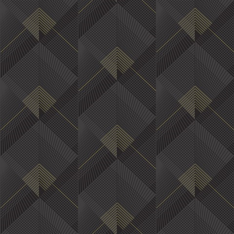 Raoul Black Fanning Textured Diamonds Wallpaper