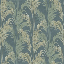 Rattan Teal Palm Wallpaper