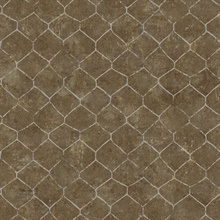 Rauta Brass Distressed Hexagon Foil Wallpaper