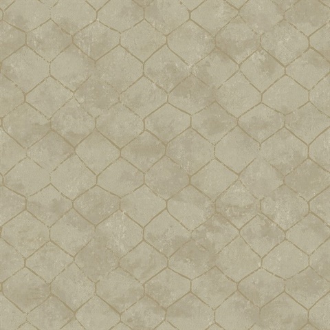 Rauta Gold Distressed Hexagon Foil Wallpaper