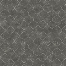 Rauta Pewter Distressed Hexagon Foil Wallpaper