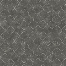 Rauta Pewter Distressed Hexagon Foil Wallpaper