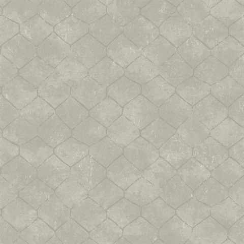 Rauta Silver Distressed Hexagon Foil Wallpaper