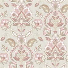 Rayleigh Pink Floral Damask Wallpaper