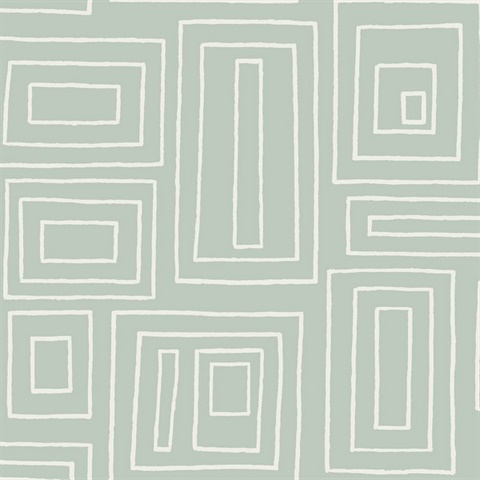 Rectangle Geo Geometric Aloe Green Peel and Stick Wallpaper
