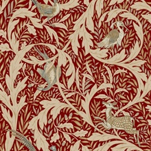 Red &amp; Beige Woodland Deer Tapestry Wallpaper