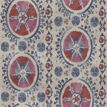 Red &amp; Blue Fleurus Vintage Tribal Neddlework Wallpaper