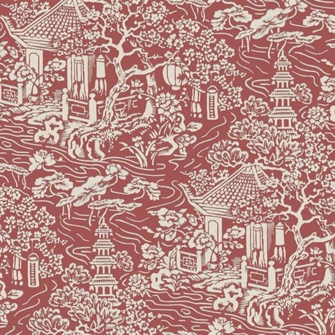 Red Chinoiserie Wallpaper