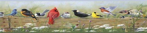 Red Clarence Green Songbird Menagerie Portrait Border