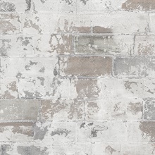 Light Grey, Off White & Orange Faux Exposed Brick Wallpaper