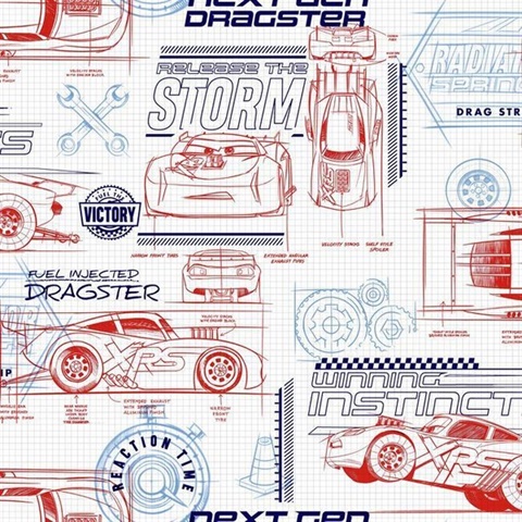 Red Disney and Pixar Cars Schematic Wallpaper