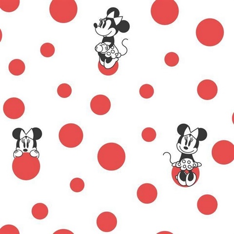 Red Disney Minnie Mouse Dots Wallpaper