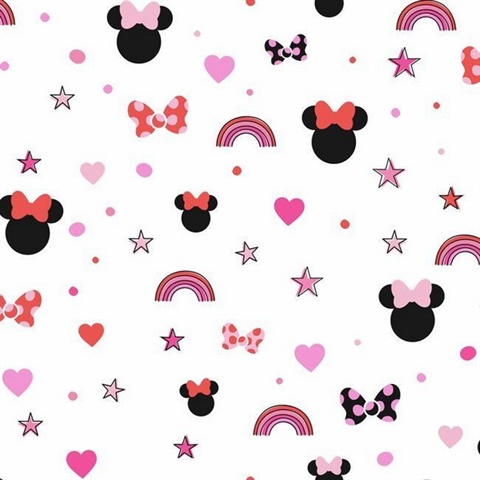 Red Disney Minnie Mouse Rainbow Wallpaper