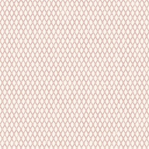 Red Double Links Distressed Diamond Trellis Wallpaper