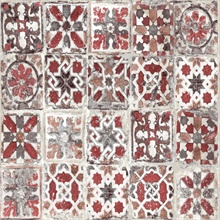 Red Encaustic Tile Peel and Stick Wallpaper