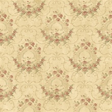 Red Georgiana Red Tearose Floral Wallpaper