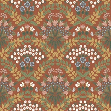 Red &amp; Green Bramble Abtract Floral Leaf Wallpaper