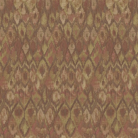 Red Ikat Boho Ethnic Wallpaper