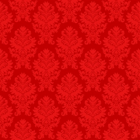 Red Large Scale Classic Damask Commercial Wallpaper
