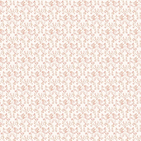 Red Subtle Ogee Floral & Leaf Wallpaper