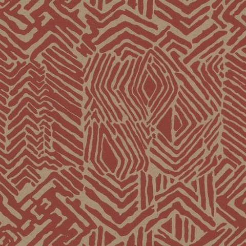 Red & Tan Tribal African Print Wallpaper