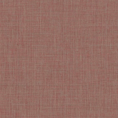 Red Textured Faux Linen Wallpaper
