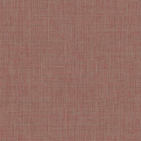 Red Textured Faux Linen Wallpaper