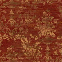 Red Weathered Linen Damask Wallpaper