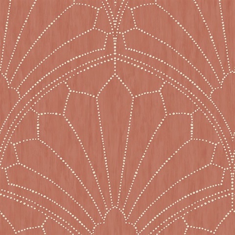 Redwood and Ivory Commercial Scallop Wallpaper