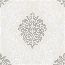 Rennie Silver Damask Wallpaper