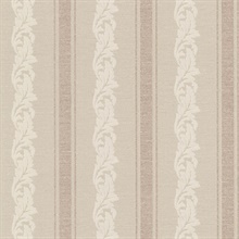 Rennie Stripe Beige Scrolling Stripe Wallpaper