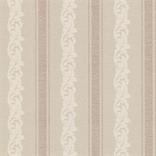 Rennie Stripe Beige Scrolling Stripe Wallpaper