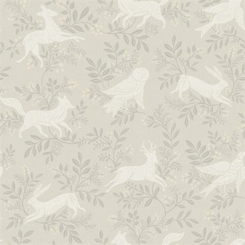 Revelry Taupe Forest Frolic Wallpaper