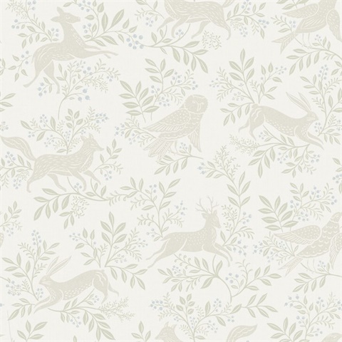 Revelry White Forest Frolic Wallpaper