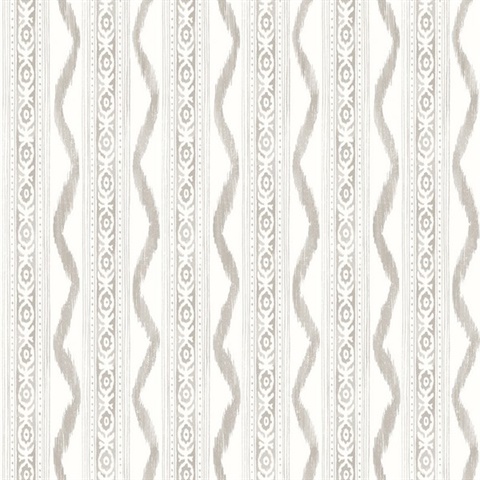 Rhys Stone IKAT Stripe Wallpaper