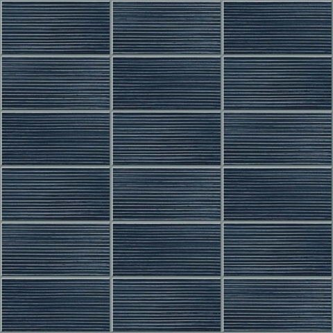 Rib Tile Tile Denim Blue Peel and Stick Wallpaper