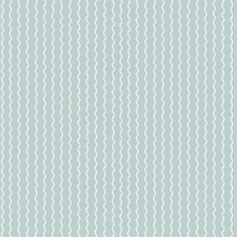 Rickrack Light Blue Wavy Vertical Stripe Wallpaper