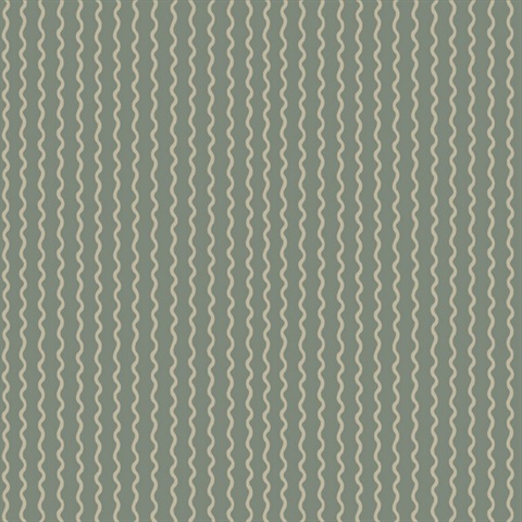 Rickrack Moss Wavy Vertical Stripe Wallpaper